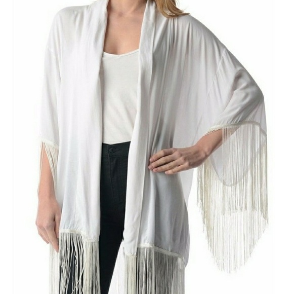 Top kimono LONGHORN PRINT FRINGE KIMONO - Picture 2 of 2